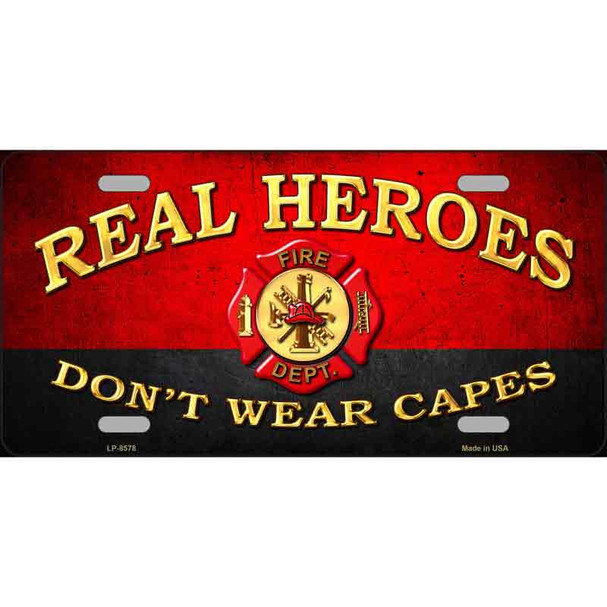 Real Heroes Red Metal Novelty License Plate