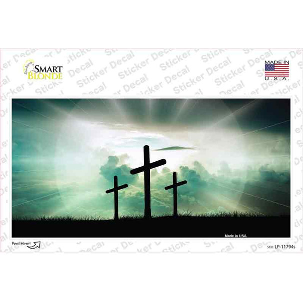 Crosses in the Sun Blue Novelty Sticker Decal