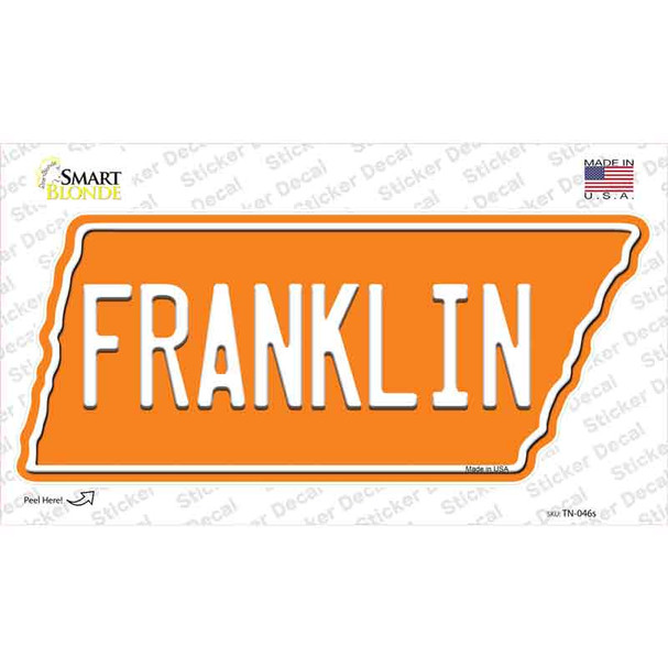 Franklin Novelty Tennessee Shape Sticker Decal