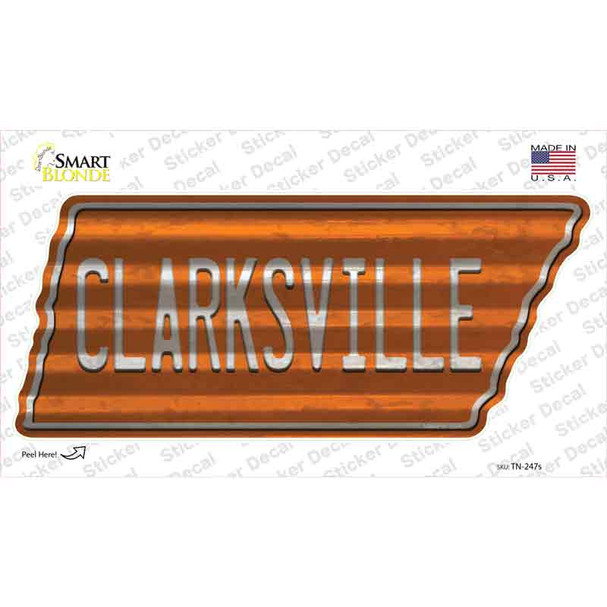 Clarksville Novelty Corrugated Tennessee Shape Sticker Decal