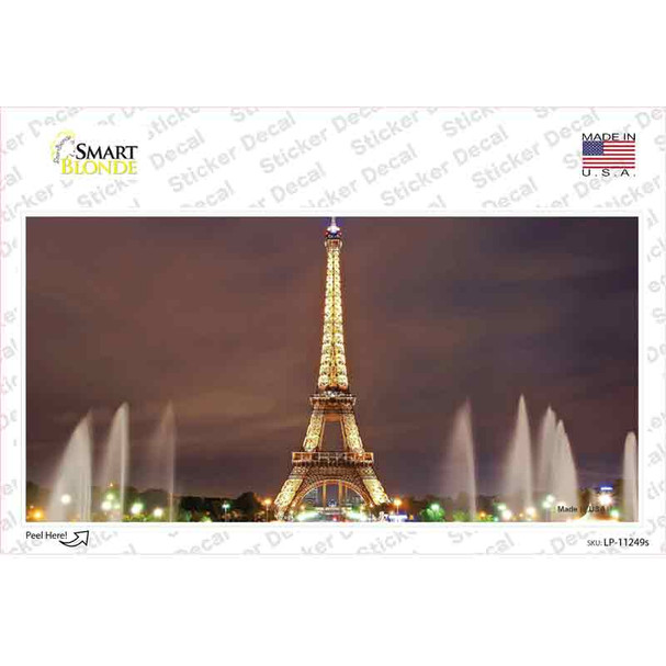 Eiffel Tower Night With Fountain Novelty Sticker Decal