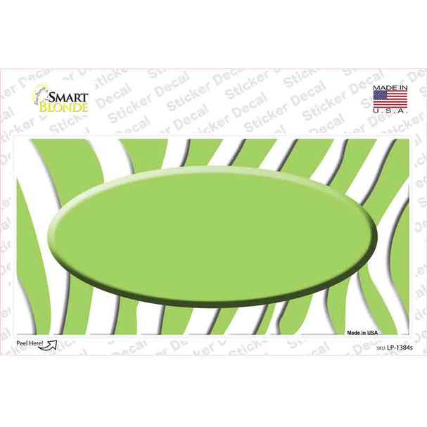 Lime Green White Zebra Center Oval Novelty Sticker Decal