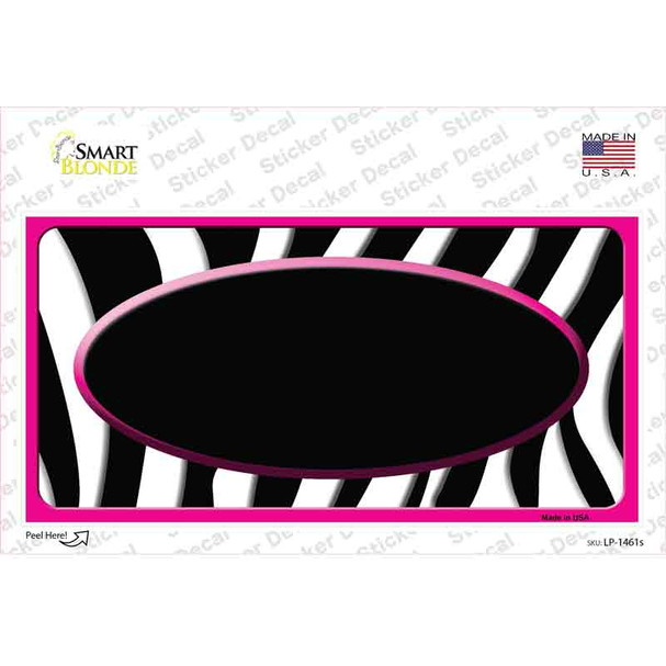 Black White Pink Zebra Center Oval Novelty Sticker Decal