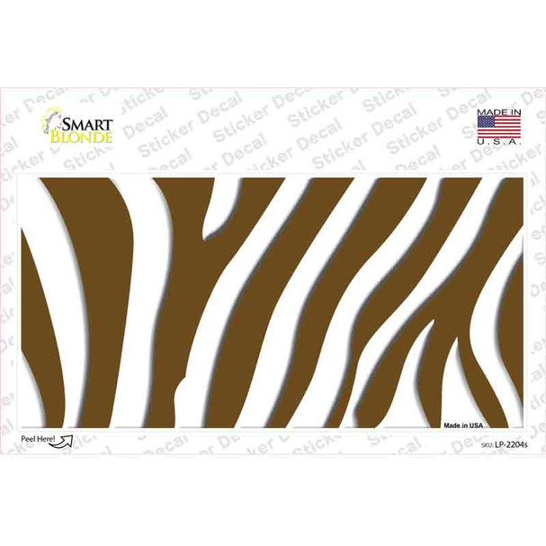Brown White Zebra Novelty Sticker Decal