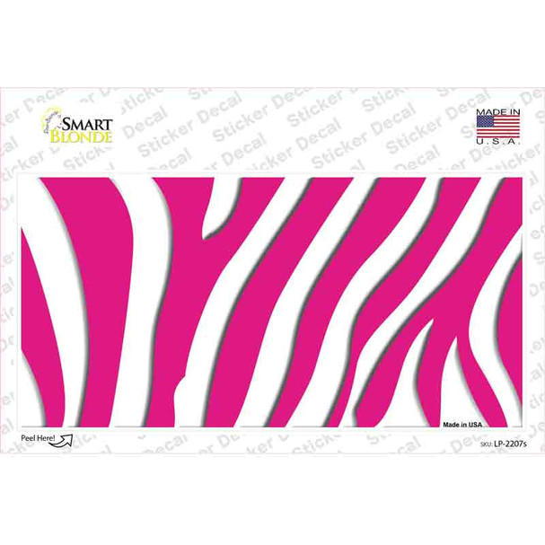 Hot Pink White Zebra Novelty Sticker Decal