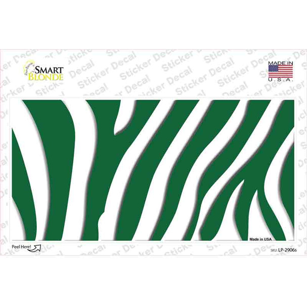 Green White Zebra Novelty Sticker Decal