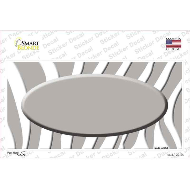 Grey White Zebra Grey Center Oval Novelty Sticker Decal