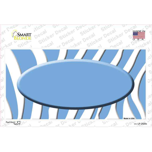 Light Blue White Zebra Light Blue Center Oval Novelty Sticker Decal