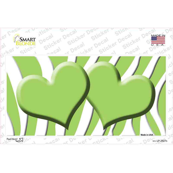 Lime Green White Zebra Lime Green Centered Hearts Novelty Sticker Decal