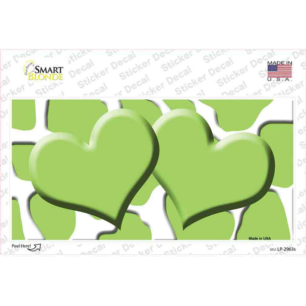 Lime Green White Giraffe Lime Green Centered Hearts Novelty Sticker Decal