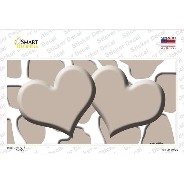 Tan White Giraffe Tan Centered Hearts Novelty Sticker Decal