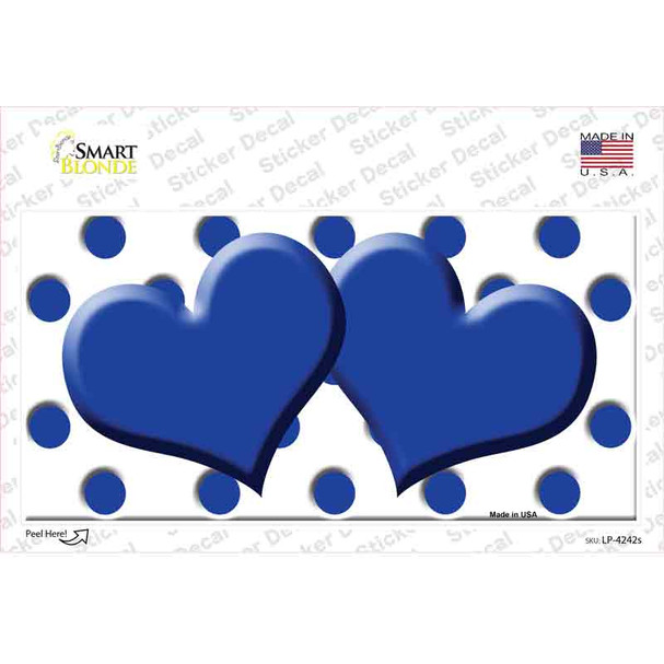 Blue White Polka Dot Blue Centered Hearts Novelty Sticker Decal