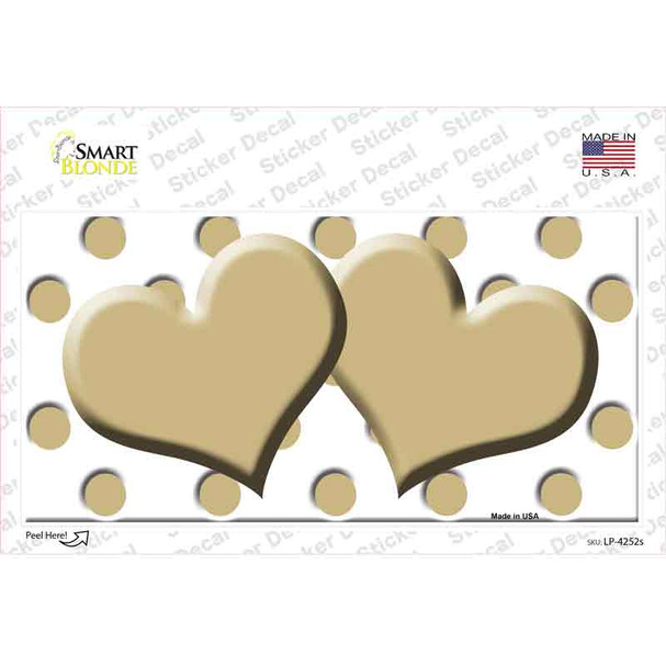 Gold White Polka Dot Gold Centered Hearts Novelty Sticker Decal