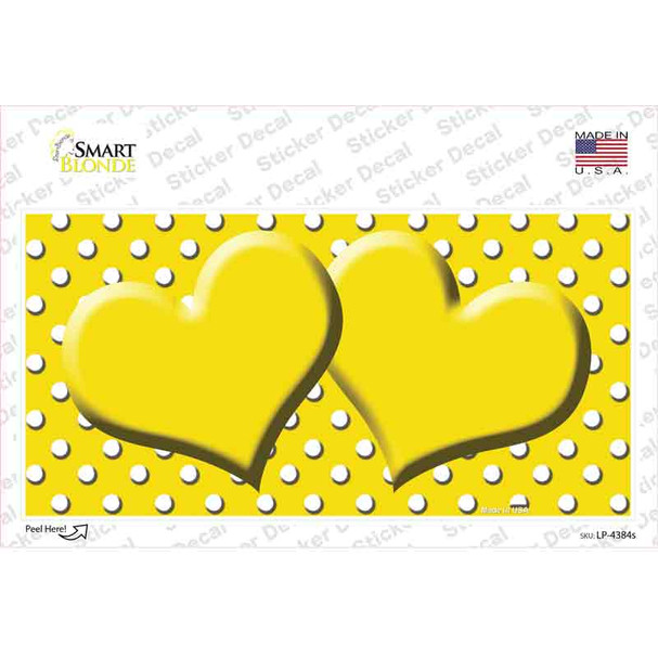 Yellow White Polka Dot Center Hearts Novelty Sticker Decal
