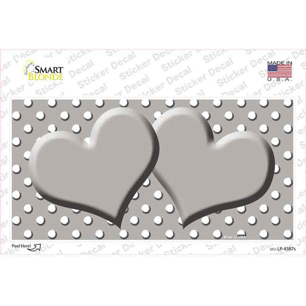 Grey White Polka Dot Center Hearts Novelty Sticker Decal