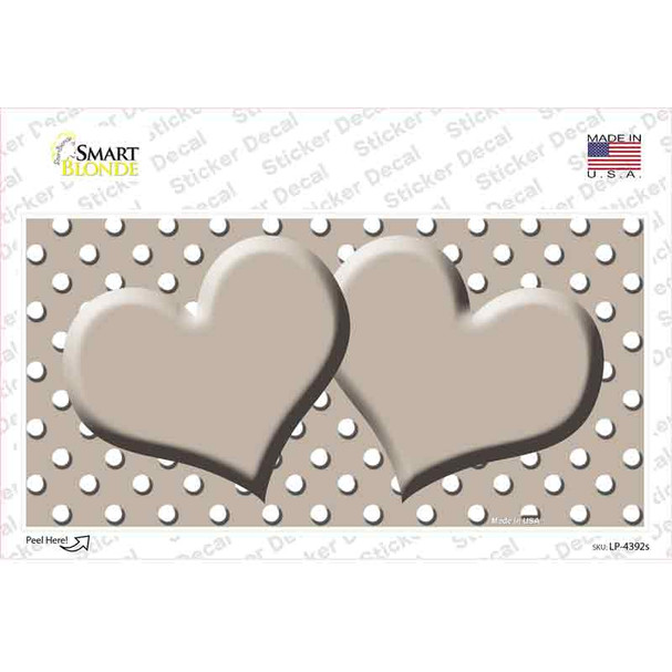 Tan White Polka Dot Center Hearts Novelty Sticker Decal
