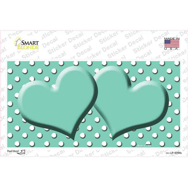 Mint White Polka Dot Center Hearts Novelty Sticker Decal
