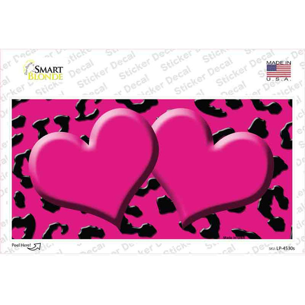 Pink Black Cheetah Pink Center Hearts Novelty Sticker Decal