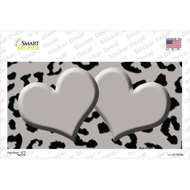 Grey Black Cheetah Gray Center Hearts Novelty Sticker Decal