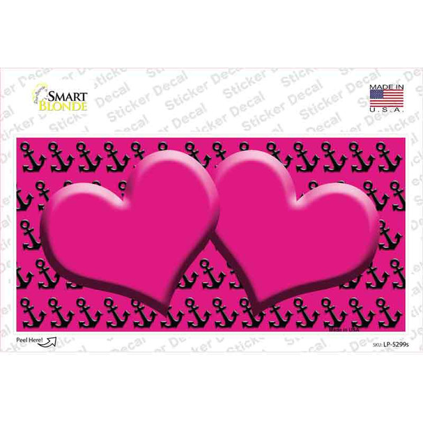 Pink Black Anchor Pink Heart Center Novelty Sticker Decal