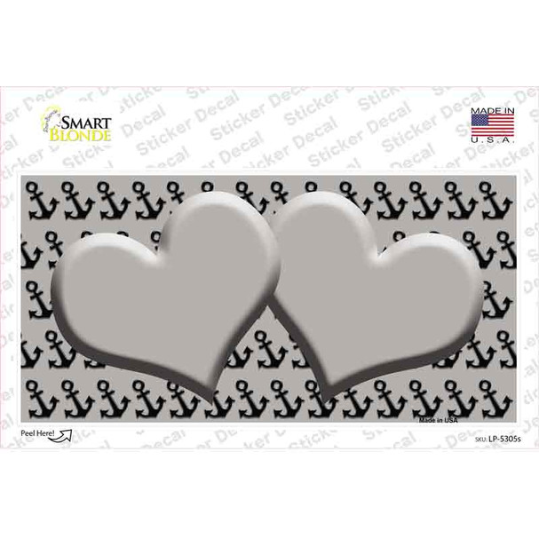 Grey Black Anchor Grey Heart Center Novelty Sticker Decal