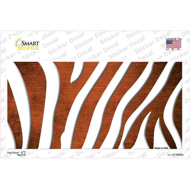 Orange White Zebra Oil Rubbed Novelty Sticker Decal