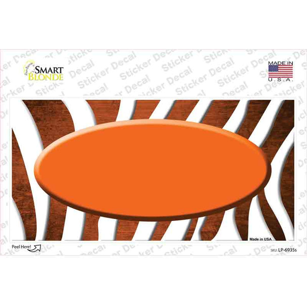 Orange White Zebra Oval Oil Rubbed Novelty Sticker Decal