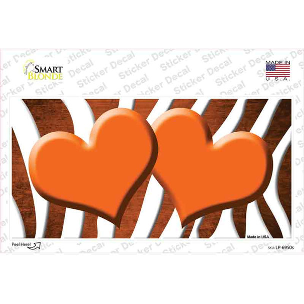 Orange White Zebra Hearts Oil Rubbed Novelty Sticker Decal