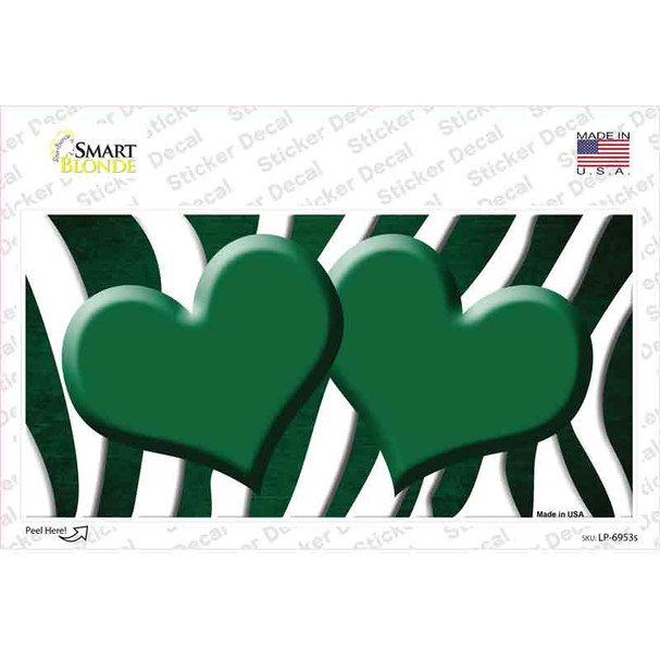 Green White Zebra Hearts Oil Rubbed Novelty Sticker Decal