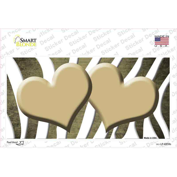 Gold White Zebra Hearts Oil Rubbed Novelty Sticker Decal