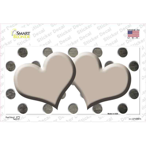 Tan White Dots Hearts Oil Rubbed Novelty Sticker Decal