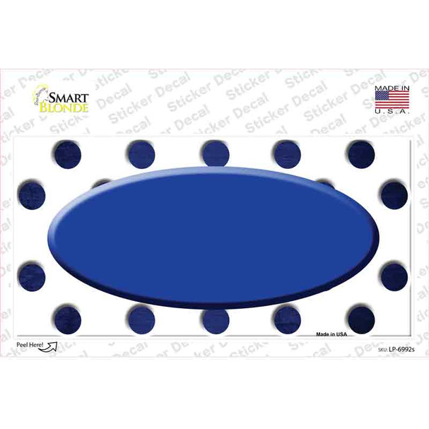 Blue White Dots Oval Oil Rubbed Novelty Sticker Decal