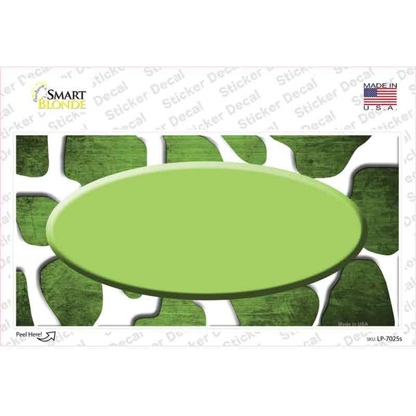 Lime Green White Oval Giraffe Oil Rubbed Novelty Sticker Decal