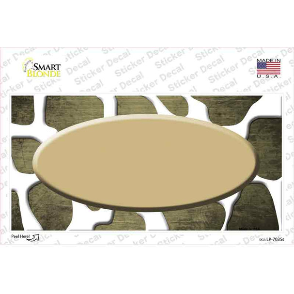 Gold White Oval Giraffe Oil Rubbed Novelty Sticker Decal