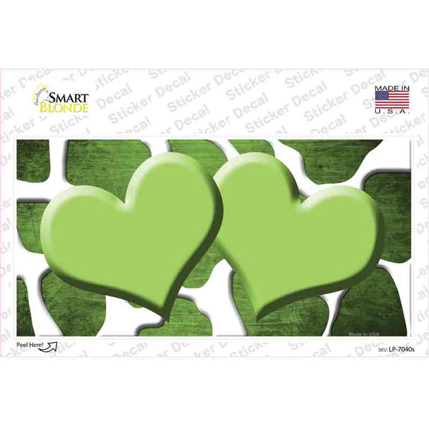 Lime Green White Hearts Giraffe Oil Rubbed Novelty Sticker Decal