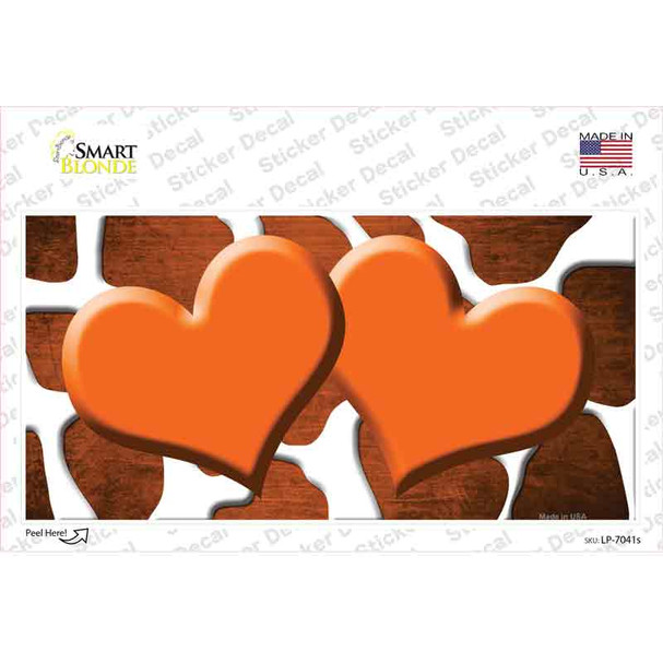 Orange White Hearts Giraffe Oil Rubbed Novelty Sticker Decal