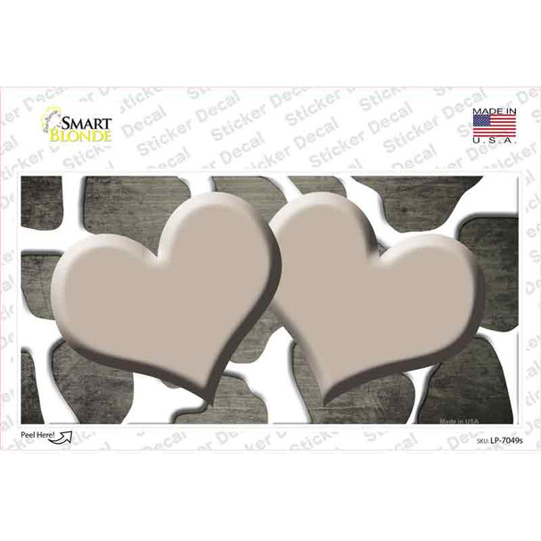 Tan White Hearts Giraffe Oil Rubbed Novelty Sticker Decal