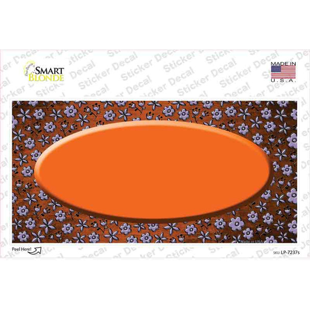 Orange Purple Flowers Oval Oil Rubbed Novelty Sticker Decal