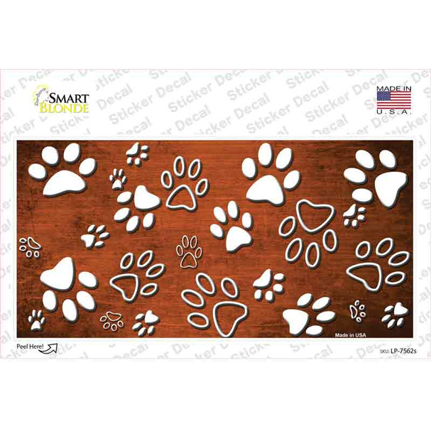Orange White Paw Oil Rubbed Novelty Sticker Decal