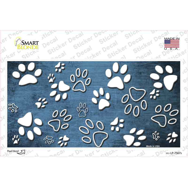 Light Blue White Paw Oil Rubbed Novelty Sticker Decal