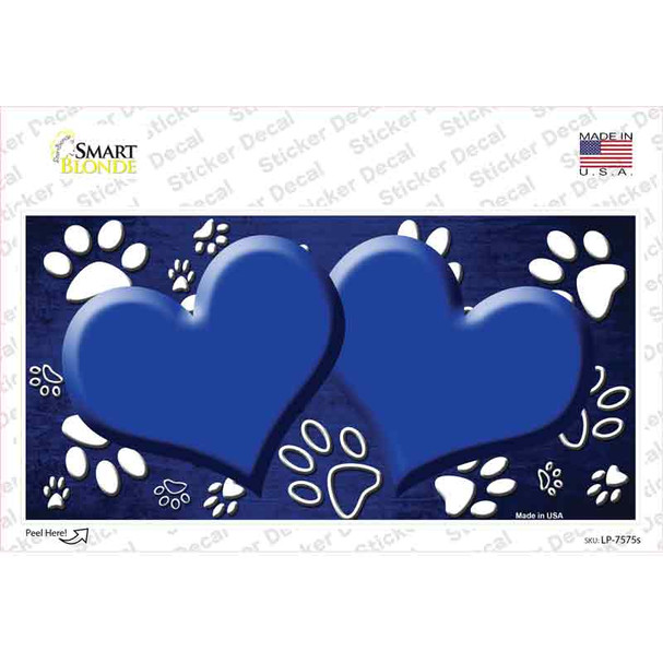 Paw Heart Blue White Novelty Sticker Decal