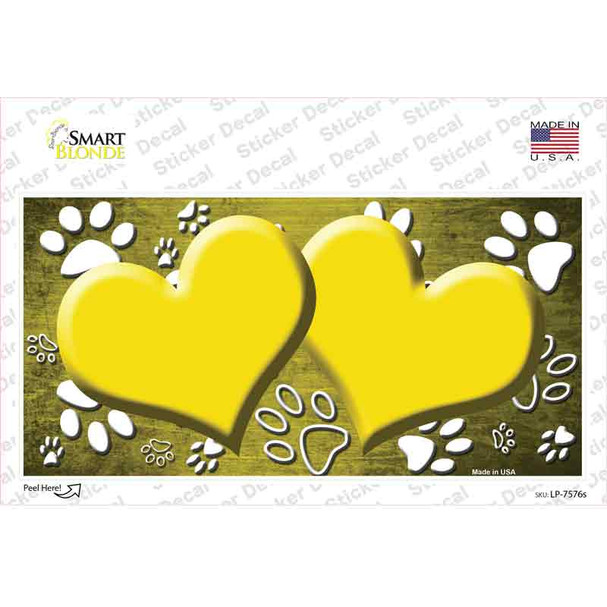 Paw Heart Yellow White Novelty Sticker Decal