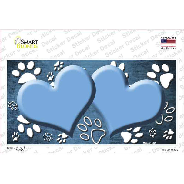 Paw Heart Light Blue White Novelty Sticker Decal