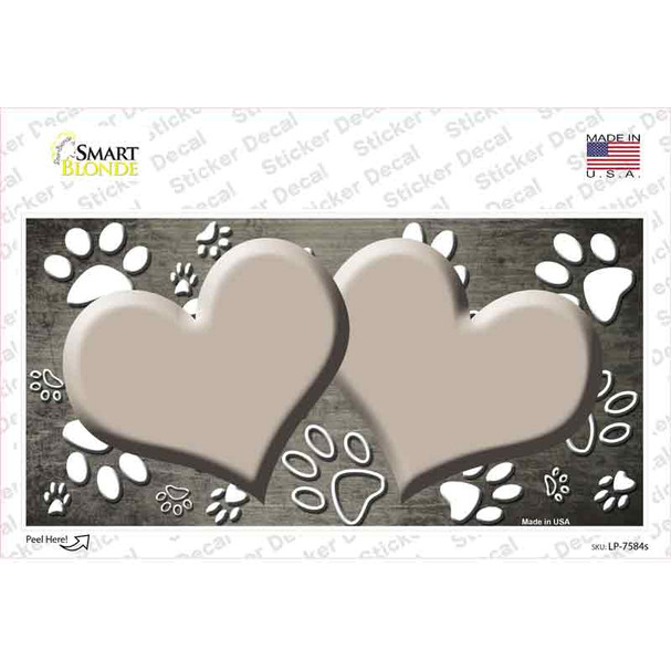 Paw Heart Tan White Novelty Sticker Decal