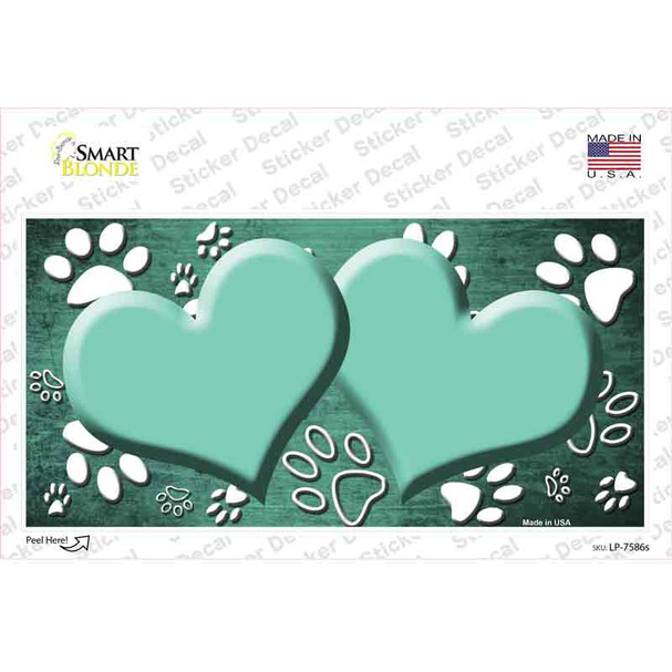 Paw Heart Mint White Novelty Sticker Decal