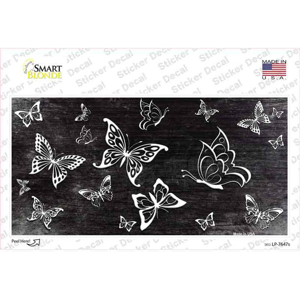 Black White Butterfly Oil Rubbed Novelty Sticker Decal