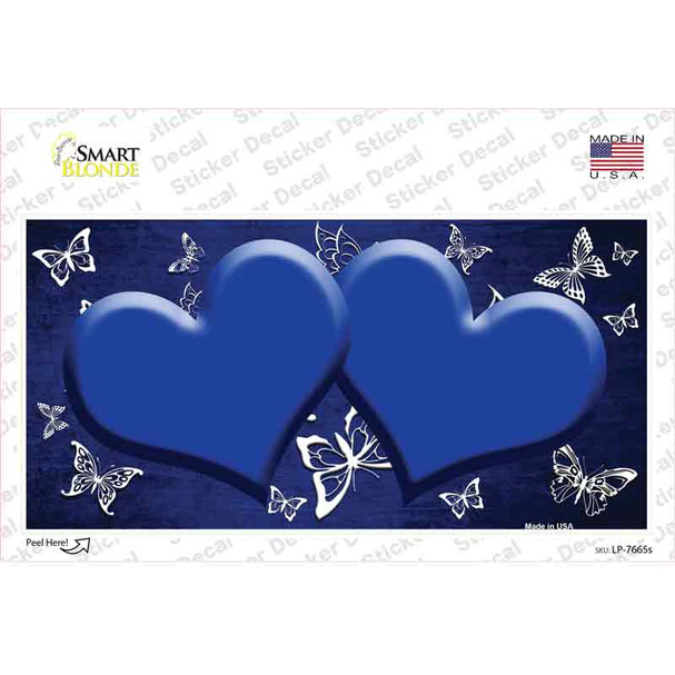 Blue White Hearts Butterfly Oil Rubbed Novelty Sticker Decal