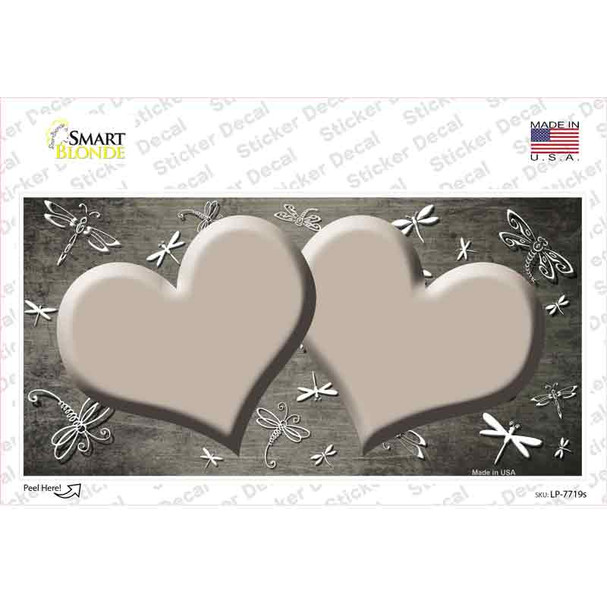Tan White Dragonfly Hearts Oil Rubbed Novelty Sticker Decal