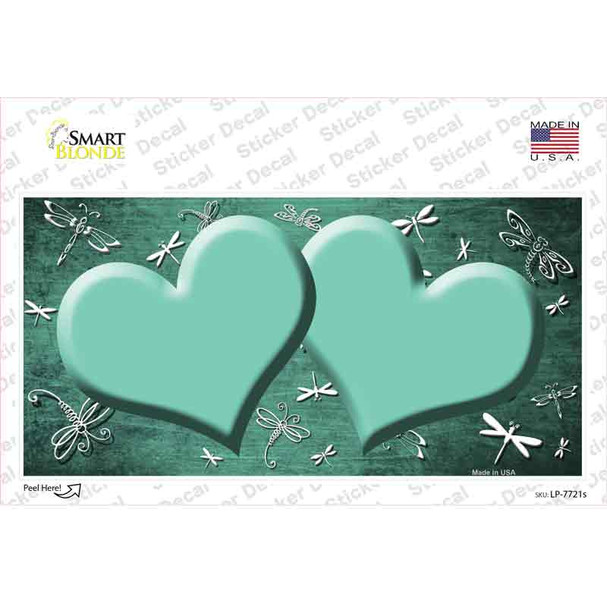Mint White Dragonfly Hearts Oil Rubbed Novelty Sticker Decal