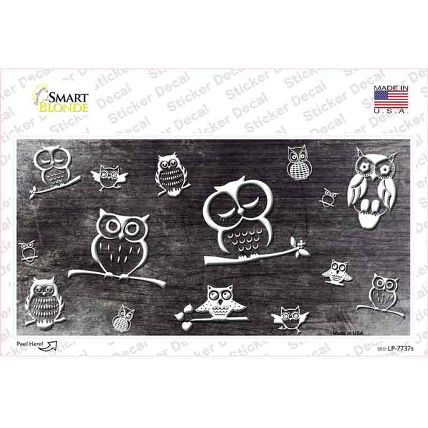 Black White Owl Oil Rubbed Novelty Sticker Decal